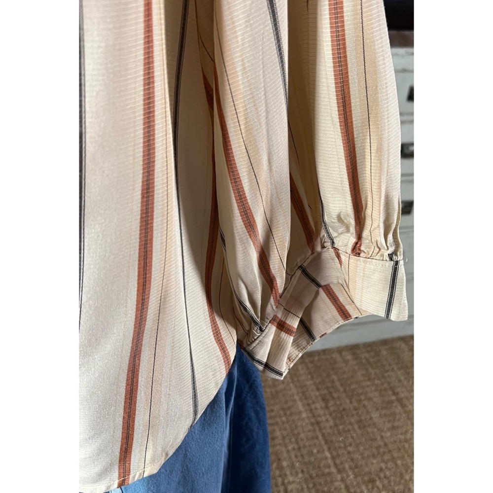 Anthropologie Maeve Striped Bubble Sleeve Blouse S - Picture 8 of 14